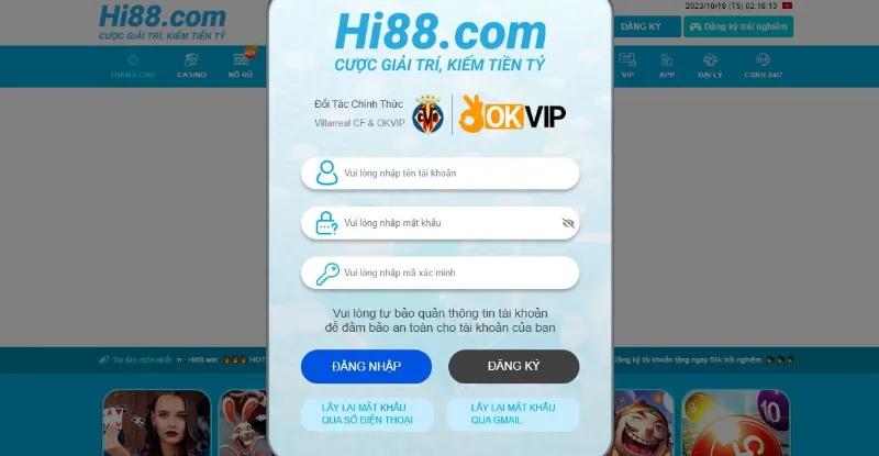 Đăng nhập dễ dàng hơn với app Hi88